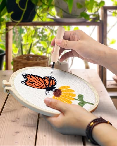 TINDTOP Punch Needle Kits, DIY Punch Embroidery Kits for Adults - color: Set A