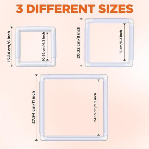 Afcabakila 3 Pcs Rectangular Embroidery Hoops White Cross Stitch Snap Frames, 3 Size Embroidery Frame for Quilting, Needlepoint, Silk-Painting DIY Sewing, Craft Tool,Craft Sewing and Ornaments