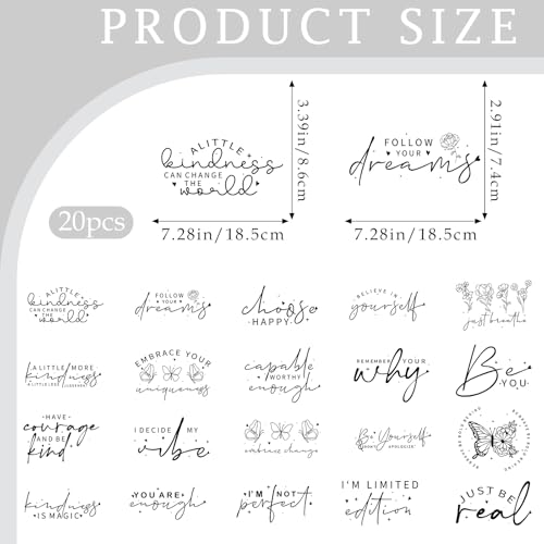 20 Pcs Inspirational Inspirational DTF Transfers Ready to Press - style: Positive Quotes