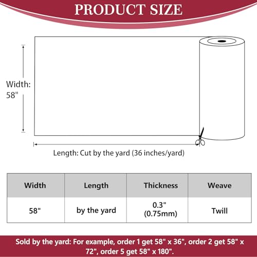 Thick Twill Fabric by The Yard, 58" W 0.75mm Polyester Twill Woven Lining Fabric Soft Excellent Luster Upholstery Fabric for Bags, Cushion, Chair, DIY Projects, 15 Yards Wine Red - color: Wine Red, size: 15 Yards