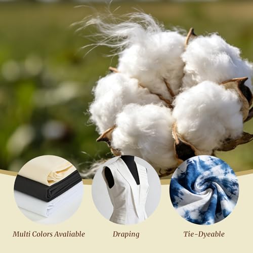 Q&J Fabric Co. 100% Cotton Fabric by The Yard 60'' Wide x 5 Yards,Broadcloth Muslin Fabric Nearly Medium Weight Material for DIY Sewing Apparel Cloth, Quilting, Soft Embroidery Cloth,Garments (Beige) - color: Beige, size: 5 Yards