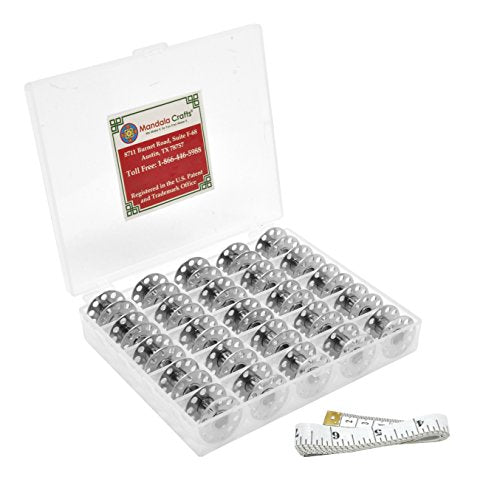 Mandala Crafts Empty SA156 Bobbins for Brother Sewing Machine, 25 Metal Class 15j Bobbins Compatible with Singer, Kenmore, Bernina, Janome, Elna - color: Silver, size: Size A 25 Rolls