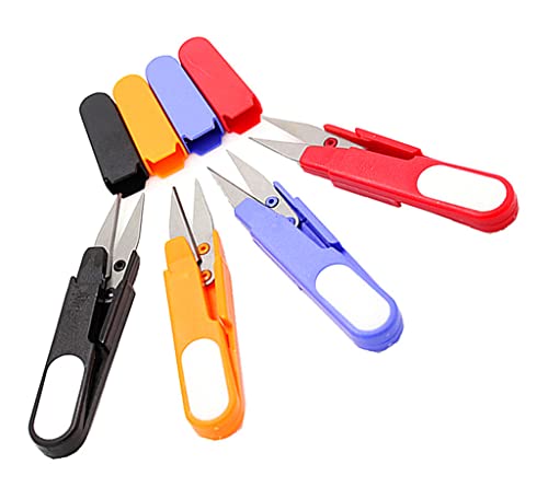 ALIMITOPIA Portable Scissor,Multipurpose U-Type Small Cutter Fishing Thread Yarn Scissor Trimming Nipper with Protective Cover for DIY Crafting Projects(4 Colors) - style: U-type