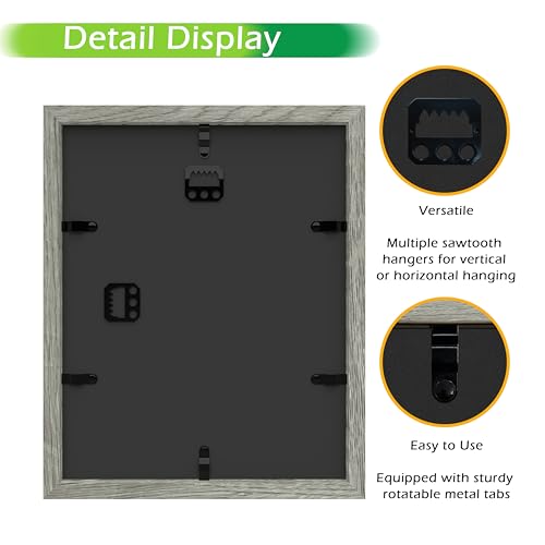 FrameWorks 8x10 Driftwood Wooden Shadow Box Frame – Soft Felt Back, Tempered Glass, and Included Elegant White Ball Push Pins - color: Grey, size: 8"x10"
