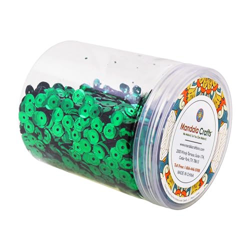 Mandala Crafts 6mm Cup Round Dark Green Sequins for Sewing Embroidery - color: Dark Green, size: 6mm Cup Sequins