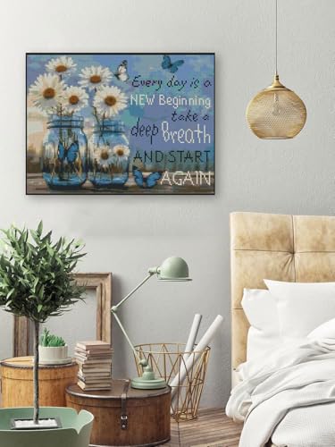 Flower Stamped Cross Stitch Kits Cross Stitch Patterns，Dimensions Cross Stitch Kits Embroidery Kit Arts and Crafts for Beginners 15.7x11.8 inch - color: D042