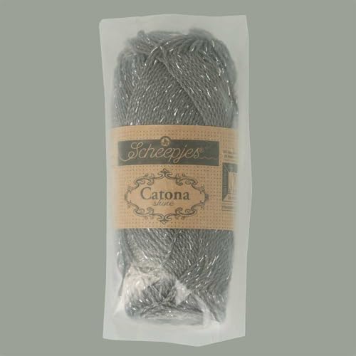 Scheepjes Catona Shine Cotton-Metallic Yarn 50g - 242-S Metal Grey Silver - color: 242-S Metal Grey - Silver