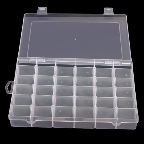 KINJOEK 8 Pack 36 Grids Plastic Bead Organizer Containers Storage, Adjustable Dividers Diamond Jewelry Craft Painting Storage Case, Clear Small Fishing Tackle Box for Sewing Cross Stitch Accessories - color: Clear, size: 36Grid 8PCS