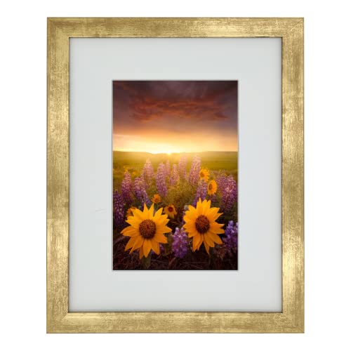 8x10 Photo Frame Gallery Picture frame with 5x7 mat,Freestanding and Wall Mountable,Gold - color: Gold, size: 8x10