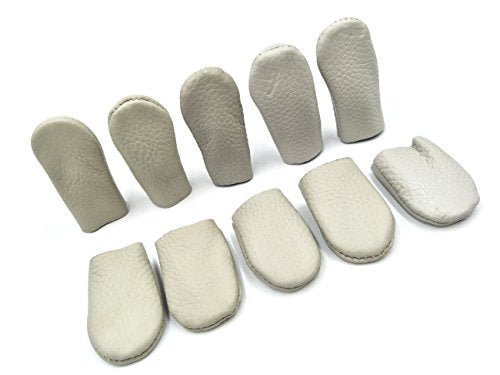 Inton 10 Pair - Needle Felting Leather Gloves Finger Protector Craft Tools Cowhide Leather Thumb Guard Thimble for Protecting Your Fingers Essentially DIY Handmade Grey