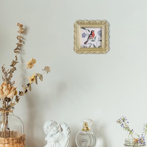 Vintage Picture Frames 3x3 Square Gold Antique Picture Frames with Glass Front Handcrafted Rustic Home Decor for Wall Mount and Tabletop Gallery Wall Art - color: Gold, size: 3x3 Square