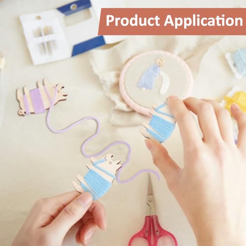 BENECREAT 20Pcs Wooden Animals Floss Bobbins, Pig Shaped Cross Stitch Bobbin Embroidery Thread Cards Winding Plate for DIY Sewing Storage Tool, 2.2x1.3Inch - size: 2.2*1.3*0.15 Inch