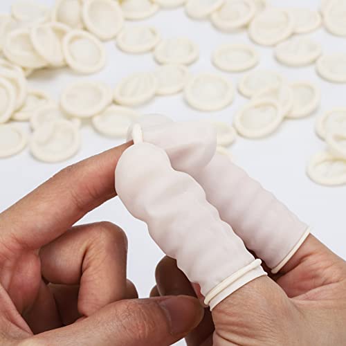 BTYMS 400 Count Latex Finger Cots Large Fingertip Gloves Disposable Finger Rubber Tips Protector Anti-Static - size: Large (Pack of 400)