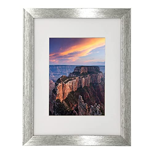 A5 Gallery Picture frames with A6 mat,Freestanding and Wall Mountable Photo Frame,Silver - color: Silver, size: 6x8