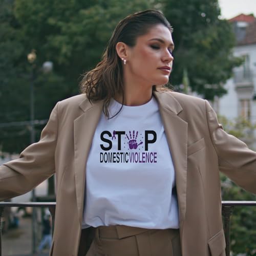 Dazoratix Domestic Violence Iron on Transfers - 24 Sheets Purple Ribbon DTF Ready to Press Heat Patches Bulk Abuse Awareness Vinyl Designs Stickers Decals for T Shirts Clothes Bag DIY Crafts Appliques - style: Domestic Violence Awareness