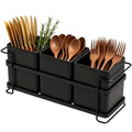 Ewaiira Silverware Caddy Utensil Holder for Party Large 3-Compartment Metal