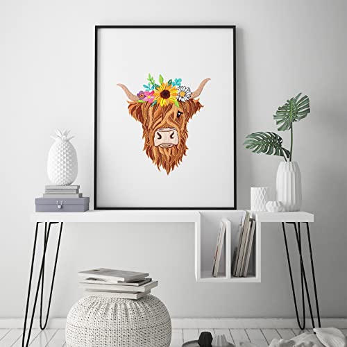 Louise Maelys Highland Cow Floral Embroidery Kit for Beginners Craft - color: kit-11
