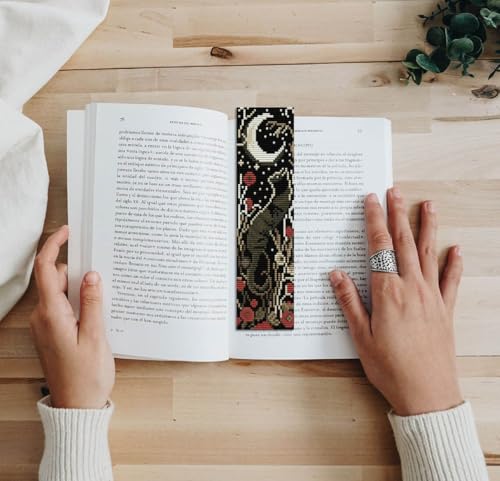 NEGEKFKX 4 Pcs Flower Cross Stitch Bookmark Kit for Adult Beginners - color: Cross stitch bookmark-6