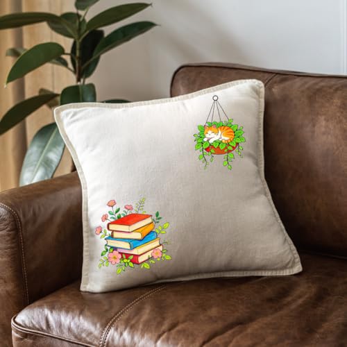 27Pcs Water Soluble Embroidery Paper Patterns 11.7" x 8.3" Stick and Stitch Embroidery Paper Wash Away Patterns Cat Plant Transfer Paper Stabilizer Hand Sewing Crafts for Shirts Coats Bags - color: Cat