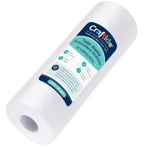 Craftido Tear Away Embroidery Stabilizer 15" x 20 Yd/Roll - size: 15" x 20 Yd/roll