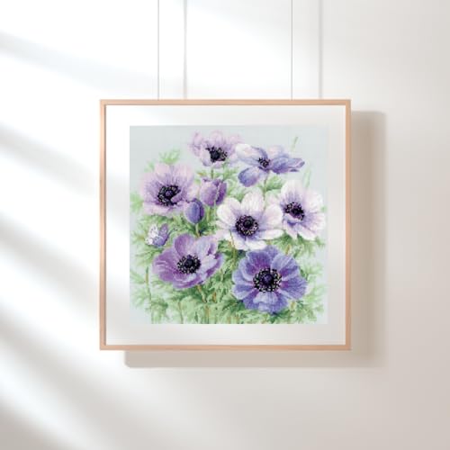 RIOLIS 2176 Purple Anemones Counted Cross Stitch Kit 11.75 x 11.75 in - style: Purple Anemones 2176