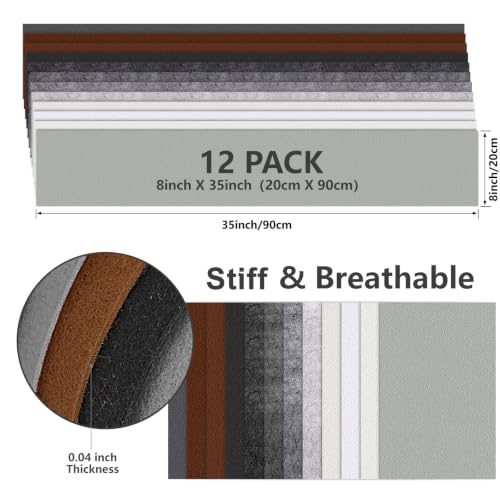 12 Rolls 8"x35" Large Stiff Felt Sheets, 1mm Felt Fabric Sheet for Crafts - color: Gray Series
