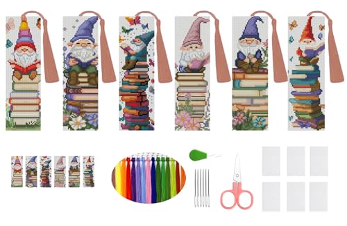 DYAIANGMU 6 Pcs Cross Stitch Bookmark Kit for Adults Beginner 2.3x7.8 inch - color: SQY010