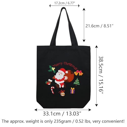 CREAWONDER Canvas Tote Bag Embroidery Kit with Pattern for Beginners, Arts and DIY Embroidery Crafts Kits for Adults, Include Instructions, Thimble, Embroidery Hoops, Color Threads and Tool - color: CR002 SantaClaus