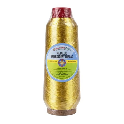 Mandala Crafts Metallic Antique Gold Embroidery Floss for Sewing, 3281 YD - color: Antique Gold, size: 3000M 3281 Yard