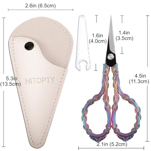 Small Sewing Scissors, Sharp Tip Precision Shears with Cover - color: Rainbow
