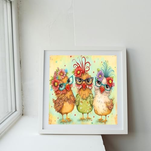 MBNTJHT Hen Chicken Stamped Cross Stitch Kits for Beginner,Cross Stitch Patterns Needlepoint Kits for Adults, Cross Stitch Supplies for Adults 14x14inch - color: X24101