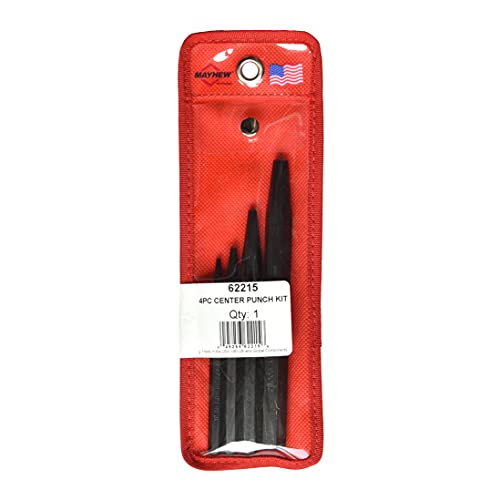 Mayhew Tools 62215 Center Punch, 4-Piece Set, Black Oxide Finish - size: 4-Piece Set