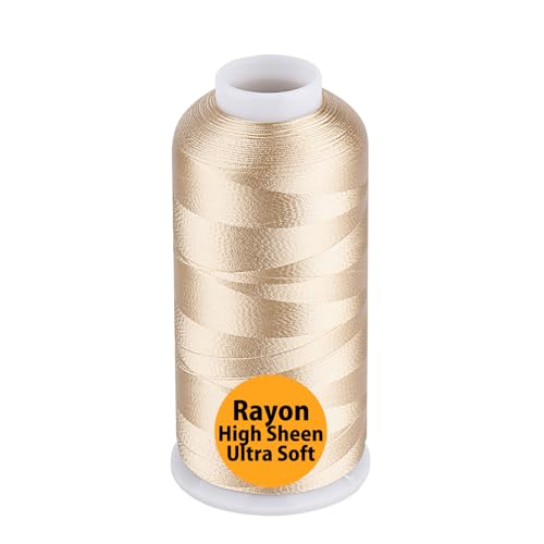 Simthread Rayon Embroidery Thread 5500 Yards, 40wt 100% Rayon Viscose for Commercial and Domestic Machines - Latte 1055 - color: Latte1055