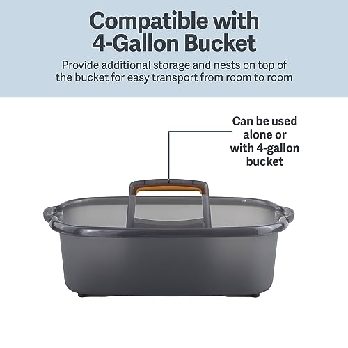 Casabella Cleaning Storage Caddy with Handle Plastic Multipurpose Organizer, Rectangle, 1.85-Gallon, Gray - color: Gray, size: 1.85 Gallon