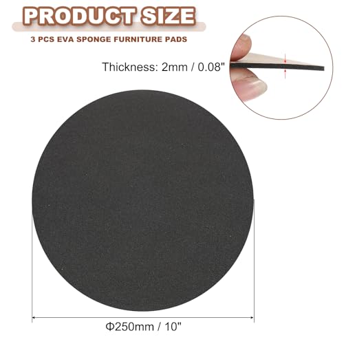 PATIKIL 10 Inch Diameter Lamp Base Felt 3Pack 2mm Thick Foam Adhesive Non-Slip EVA Protection Pad Mat for Lamp Furniture DIY Craft, Black - size: 10 Inch