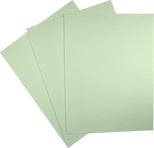KCS 3 pc of 12" x 18"(30cmx45cm) Counted Cotton Aida Cloth Cross Stitch Fabric (Light Green,16CT) - color: Light Green, size: 16CT