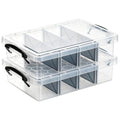 Citylife 2PC Clear Craft Organizers and Storage with 3 Removable Dividers - size: 6.4 Qt-2 Pack-D