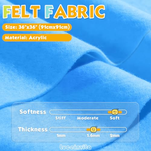 Blue 36" X 36" Felt Fabric Sheet - 1.6mm Thickness - color: Blue, size: 36" x 36"