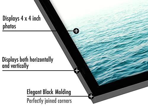 Americanflat 4x4 Picture Frame 2-Pack - Slim Molding - Black - size: 4x4