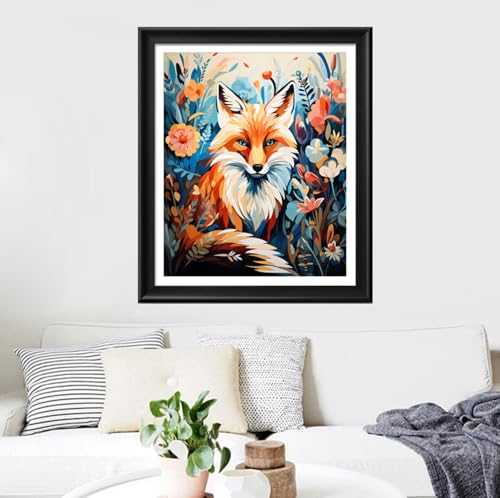 Leczany Cross Stitch Stamped Kit for Adults - Colorful Fox | DIY Embroidery Starter Patterns Craft Kit Needlepoint for Beginner | 11CT, 3 Strands | 13.8x16.9 inches - color: 11CT Stamped kits, Colorful Fox 13.8x16.9 inches