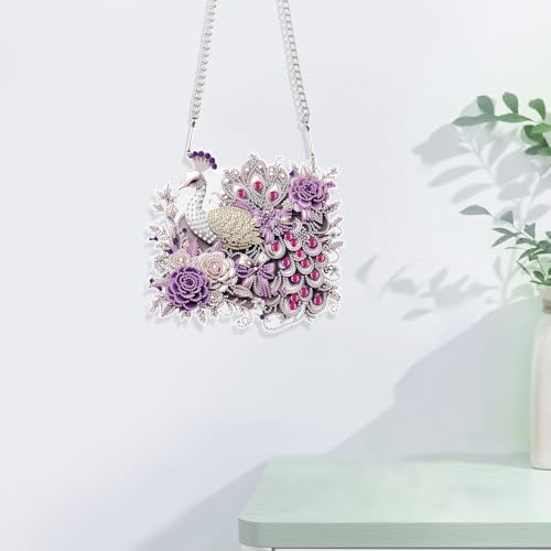 JISHSHAY Diamond Art Pendant Peacock Diamond Painting Hanging Animal Gem Art Hanging Pendant Peacock Gem Painting Sun Catchers Mosaic Kits for Adults Suncatchers Embroidery Kit Wind Chimes Windchimes - color: Peacock