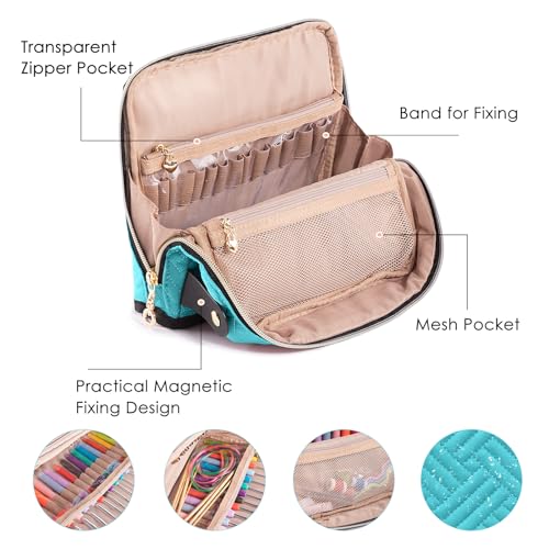 MYBAGZING Empty Crochet Hook Case, Stand-Up Crochet Hook Organizer - color: Teal, size: Case (Empty)