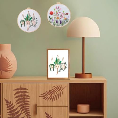 Topapfo 4 Pack Flower Embroidery Beginners Kits for Adults, Cross Stitch Starters Kits Needlepoint with Stamped Embroidery Patterns, Hoops, Thread, Needles, Threaders - color: plant