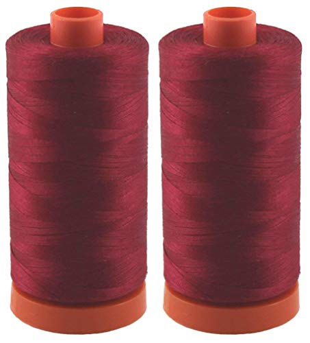 2-Pack - Aurifil 50WT - Red Wine (2260) Solid - Mako Cotton Thread - 1422 Yards Each - color: 2pk - Red Wine 2260