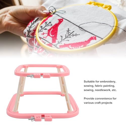 2-Layer Embroidery Frame Stand, Adjustable ABS Double Hoop - style: Watermelon Red