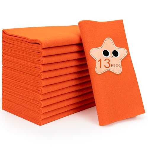 XSEINO 13 Rolls Orange Red Felt Fabric,8"x35"(20.5x90cm) 1.4mm Thick Soft Felt Fabric Sheet for Crafts,Orange Red Series Colors Soft Nonwoven Fabric,Fit for Decoration, Sewing, DIY Crafts - color: Bright Orange-red