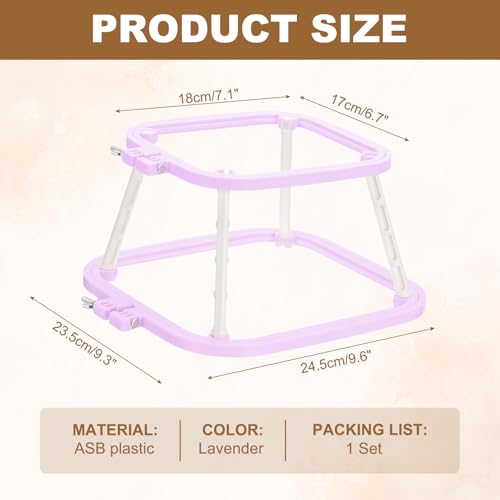 PATIKIL 7.1" x 6.7" Square Embroidery Hoop Stand, Adjustable ABS Plastic Cross Stitch Stand Hands-Free 2-Tier Embroidery Hoop Holder Punch Needle Frame for Sewing Arts Needlework, Lavender - color: Lavender, size: 7.1" x 6.7"