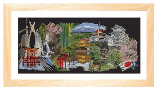 Thea Gouverneur - Counted Cross Stitch Kit - Japan Black - Aida Black - 18 Count - Embroidery Kit for Adults - DMC Embroidery Threads and Other Cross Stitch Supplies Included - 548.05 - color: 548.05 Aida Black, size: 31.1 x 13.8 inch