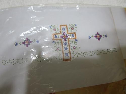 Janlynn Religious Cross Pillowcase Pair Stamped Cross Stitch-20 X30