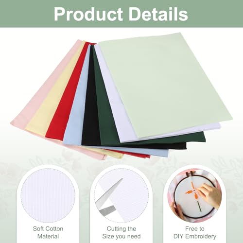 PATIKIL 14 Count Cross Stitch Cloth 19"x28", Embroidery Cotton Fabric DIY Cross Stitch for Handmade Needlework Art Crafts Machine Embroidery, White - color: White, size: 19"x28"